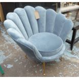 EICHOLTZ TRAPEZIUM CHAIR, 1950's inspired style, in powder blue velvet, 96cm W x 70cm D x 78cm H.