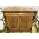 SIDE CABINET, Victorian mahogany with a frieze drawer and a pair of arched panelled doors,