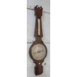 WHEEL BAROMETER, Victorian rosewood with thermometer and silvered dial, by King, Bristol,