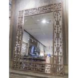 WALL MIRROR, 20th century rectangular, foliate tracery, gilt marginal framed, 117cm W x 152cm H.