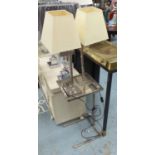 TABLE LAMPS, a pair, adjustable polished metal with white shades, each 87cm H,
