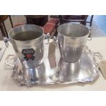 CHAMPAGNE COOLERS, a pair, twin handled for 'Moet & Chandon' 22cm H,