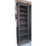 TALL OPEN BOOKCASE, Victorian style, bespoke made, in dark grey painted finish,