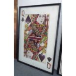 DECOUPAGE OF THE QUEEN OF SPADES, framed and glazed, 144cm x 100cm.