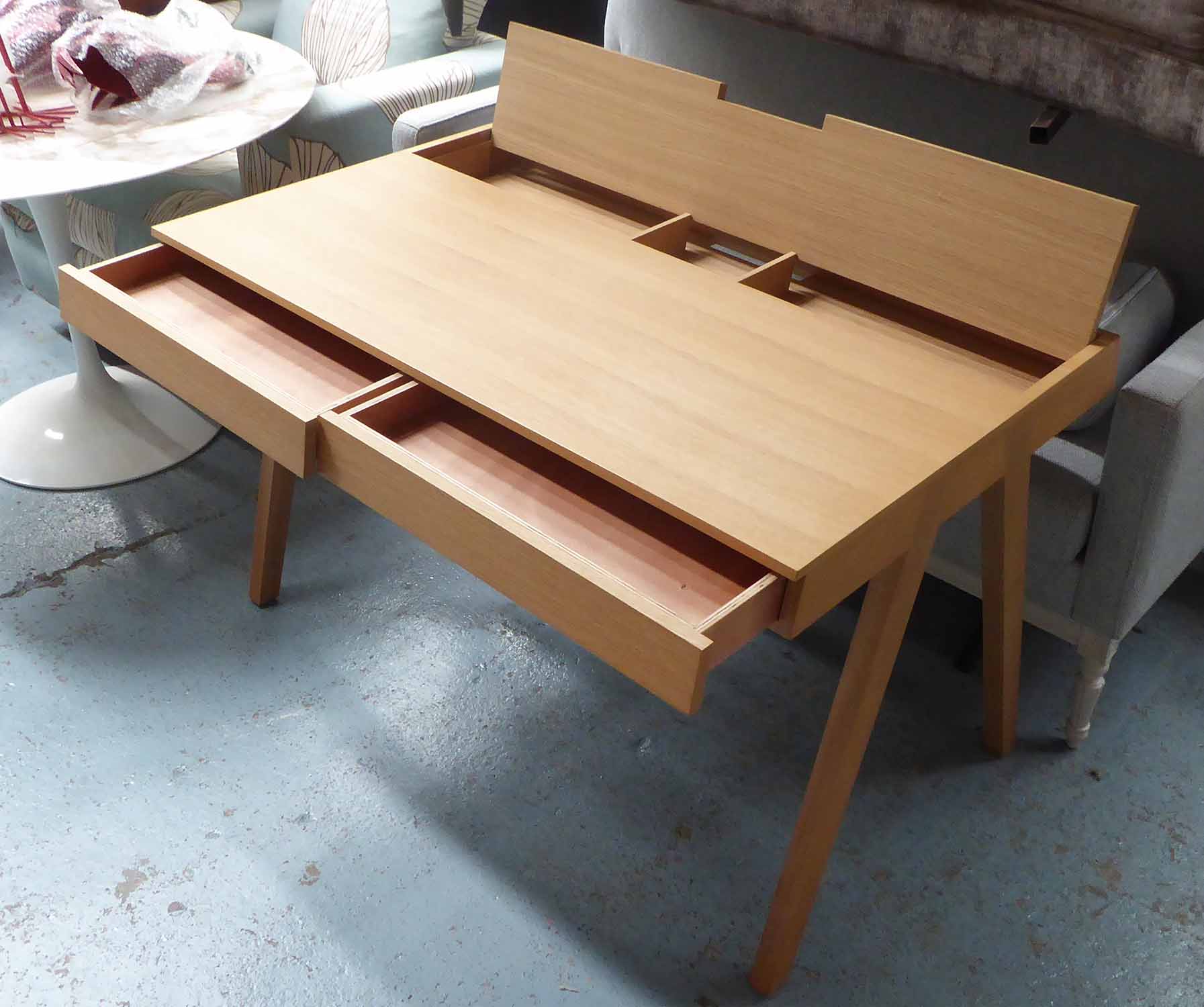 CONTEMPORARY DESK AND CHAIR, with top compartment and two drawers, - Image 3 of 3