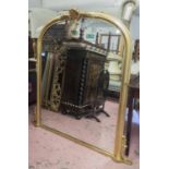 OVERMANTEL MIRROR, Victorian style with an arched gilt frame, 141cm H x 137cm W.