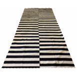 RUFARSHI KILIM KELLEH, 372cm x 162cm, black and white striped design.