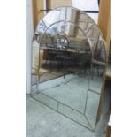 OVERMANTEL, 1950's brass domed top with bevelled glass, 121cm H x 100cm.