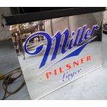 MILLER PILSNER LAGER PUB SIGN, 56cm x 44cm.