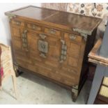 KOREAN CHEST, late 19th/early 20th century elm and firwood with metal embellishments,