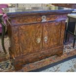 SIDE CABINET, 19th century French Charles X flame mahogany and gilt metal mounted,