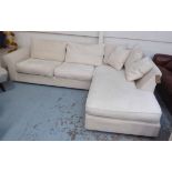 CONTEMPORARY CORNER SOFA, in an ivory upholstery, with scatter cushions, 280cm L x 200cm W.