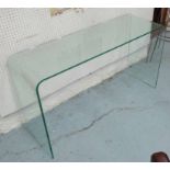 CONTEMPORARY GLASS CONSOLE TABLE, tempered glass, 70cm x 125cm x 46cm.