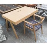 CONTEMPORARY DESK AND CHAIR, with top compartment and two drawers,