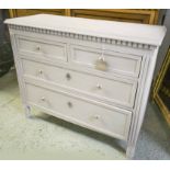 COMMODE, Gustavian style, grey painted with dentilled frieze above two short and two long drawers,