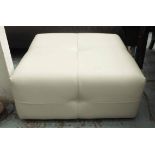 NATUZZI FOOTSTOOL, in white leather, of square proportions, 82cm x 82cm x 38cm H.