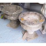 GARDEN PLANTERS, a pair, in weathered finish, 40cm W x 40cm H.