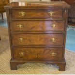 BACHELORS CHEST, George I design, burr walnut, with foldover top above four long drawers,