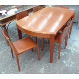 DINING TABLE, drop leaf in fruitwood on shaped supports, 160cm diam x 90cm or 160cm diam x 74cm H,