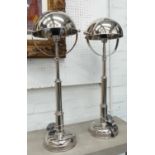 TABLE LAMPS, a pair, Art Deco style in chromed finish, 78cm H.