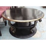 HOLLYWOOD REGENCY STYLE LOW TABLE, ebonised with gilt accents, approx 110cm x 55cm approx.