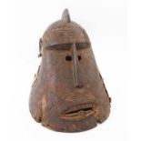 BOBO HELMET MASK, Burkina Faso, carved wood with striated detail, 40cm H.