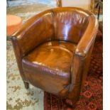 TUB ARMCHAIRS, a pair,