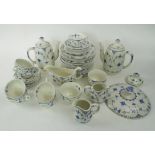 FURNIVALS 'DENMARK' PATTERN PART DINNER SERVICE, blue and white.