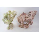 JADEITE ABSTRACT SCULPTURE, 40cm H x 35cm W max; a hardstone abstract dragon sculpture,