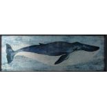 CONTEMPORARY SCHOOL, decorative print of a Whale, framed and glazed, 120cm x 44cm.