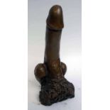 BRONZE PHALLUS SCULPTURE, 20.5cm H.