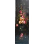 A PAIR OF STILL LIVES OF ROSES, painted on canvas, laid on board, 167cm x 49cm each.