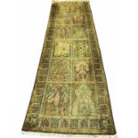 FINE PURE SILK PERSIAN GARDEN DESIGN RUNNER, 293cm x 93cm,