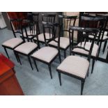 ITALIAN ART DECO STYLE DESIGN DINING CHAIRS, a set of eight, ebonised,
