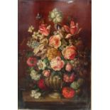18TH CENTURY DUTCH SCHOOL MANNER, 'Flower in a vase', oil on board, 71cm x 52cm, in gilt frame.