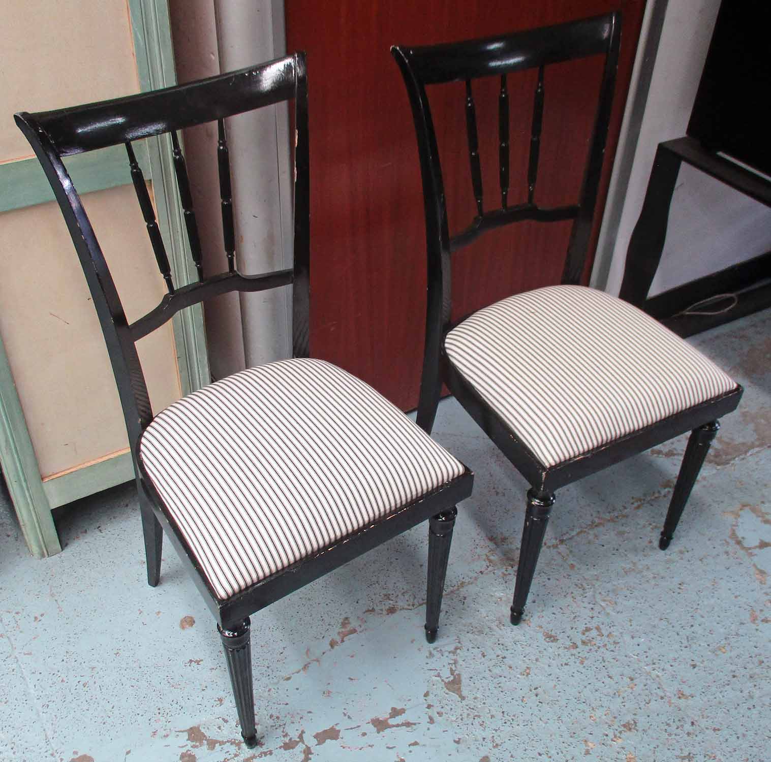 ITALIAN ART DECO STYLE DESIGN DINING CHAIRS, a set of eight, ebonised, - Image 2 of 3