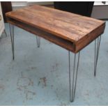 CONTEMPORARY INDUSTRIAL DESIGN WRITING TABLE, on hairpin legs, 120cm x 58cm x 80cm.