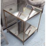 OKA MERLE SIDE TABLE, with antique effect mirrored top and undershelf on a gilded metal frame,