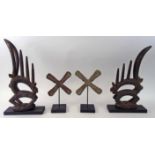 TWO WEST AFRICAN KATANGA MONEY CROSSES, each approx 19cm x 20cm,