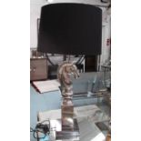 CONTEMPORARY GAMES ROOM LAMP, chess piece design with charcoal shade, 100cm.