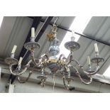 CONTEMPORARY CHANDELIER, in a Dutch inspired style, polished metal, eight branch, 102cm L.