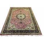 VERY FINE PART-SILK PERSIAN TABRIZ CARPET, 290cm x 201cm,