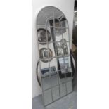 ARCHITECTURAL ORANGERY MIRROR, with domed top, individually bevelled in an aluminium frame,