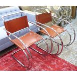 MR INSPIRED CHAIRS, after Mies Van Der Rohe, a pair,
