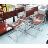 VINTAGE CANTILEVER INSPIRED DINING CHAIRS, after Mart Starm, a set of four, 80cm H.