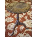 TRIPOD TABLE, George III oak with fixed circular top, 67cm H x 53cm.