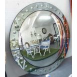 ART DECO INSPIRED CONVEX MIRROR, of large proportions with mirrored border, 169cm diam.