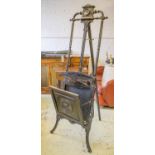 EASEL, Victorian aesthetic ebonised, circa 1870, with adjustable rest and hinged folio stand below,