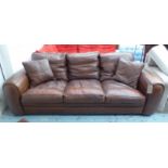 DURESTA SPITFIRE SOFA, three seater, in tanned leather, on block supports, 240cm L.