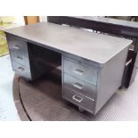 DESK, Industrial style, in metal, with six drawers on metal supports,